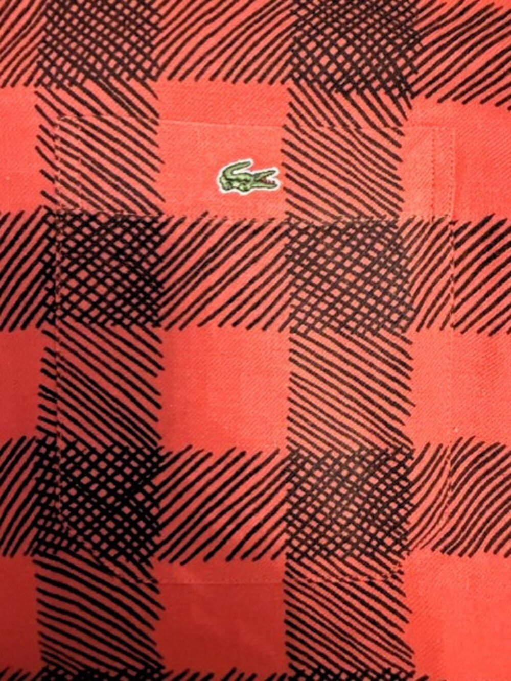 Lacoste LIVE Y2K Men’s Orange & Black Button-Down Shirt | 100% Cotton | Size 38